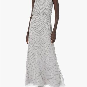 Adrianna Papell Women’s Halter Art Deco Beaded Blouson Dress